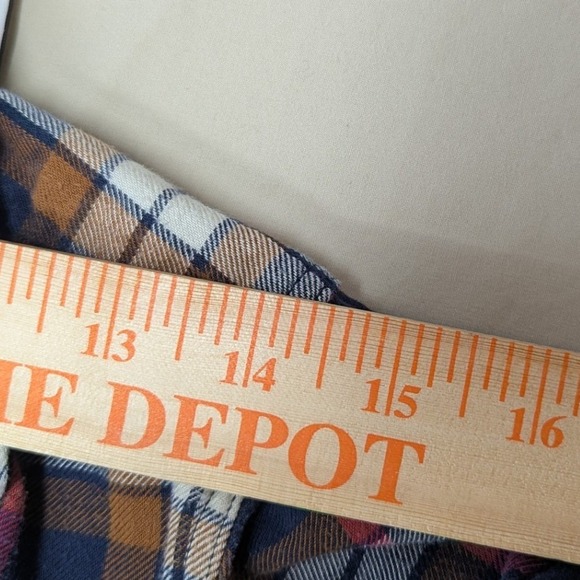 Eddie Bauer Women's PM Plaid Flannel Button Down Shirt Long Sleeve Navy Brown - Picture 8 of 11